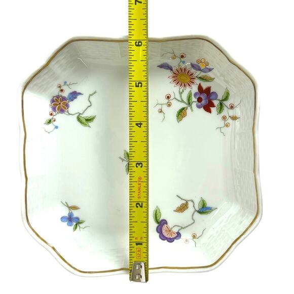 Vintage Richard Ginori Italy Dish Tray Square Hand Painted Scalloped Gold Trim - Picture 8 of 11